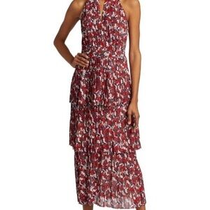 Monique Lhuillier Red and White Maxi Dress